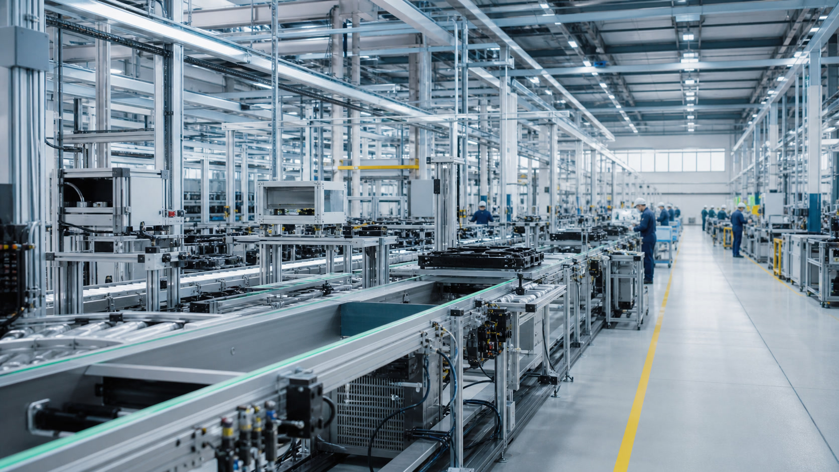 Production flow in manufacturing.